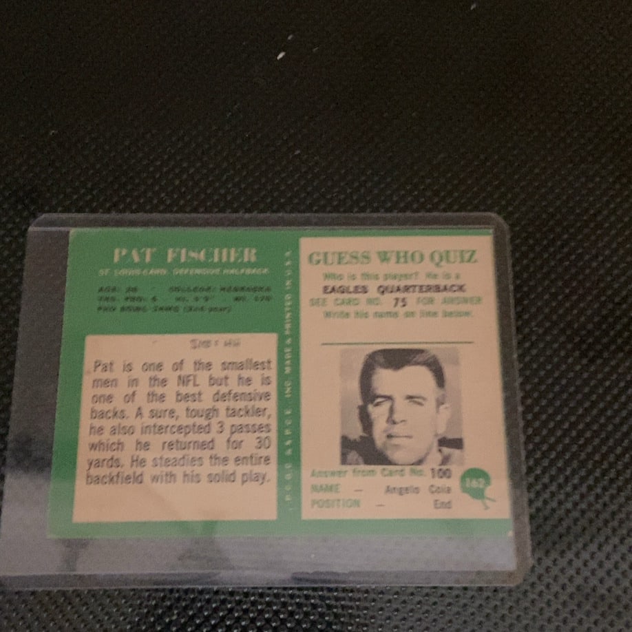 1963 Topps NFL St. Louis Cardinals Pat Fischer Card - 2