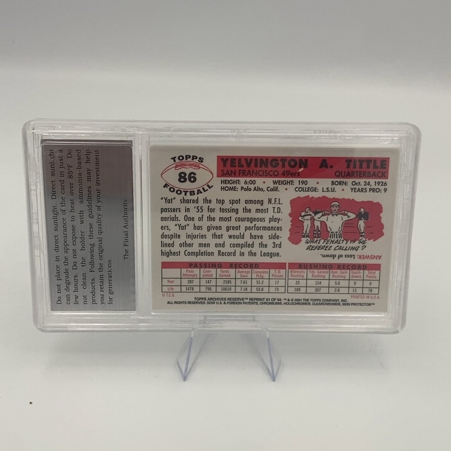 vintage 1956 Topps #86 Y.A. Tittle San Francisco 49ers - 2