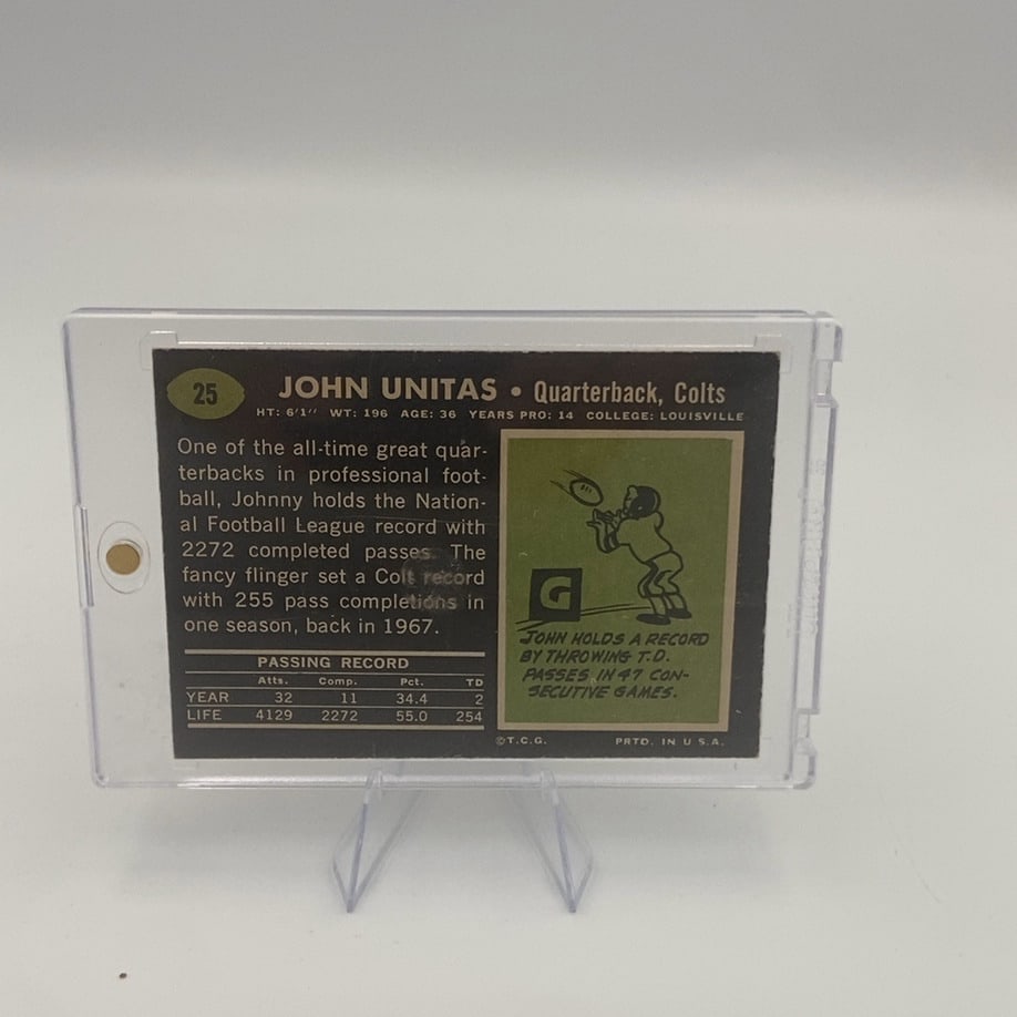1964 Topps Johnny Unitas Baltimore Colts Football Card - 2