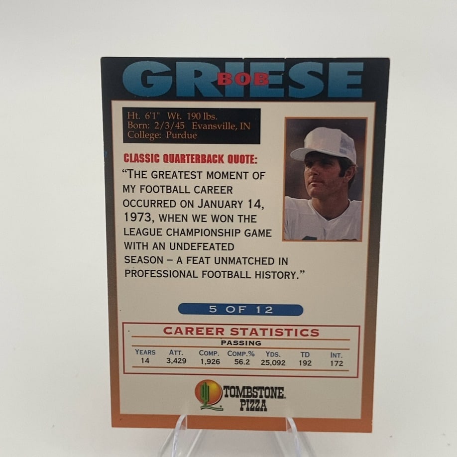 Classic Quarterback Series Bob Griese Tombstone Pizza - 2