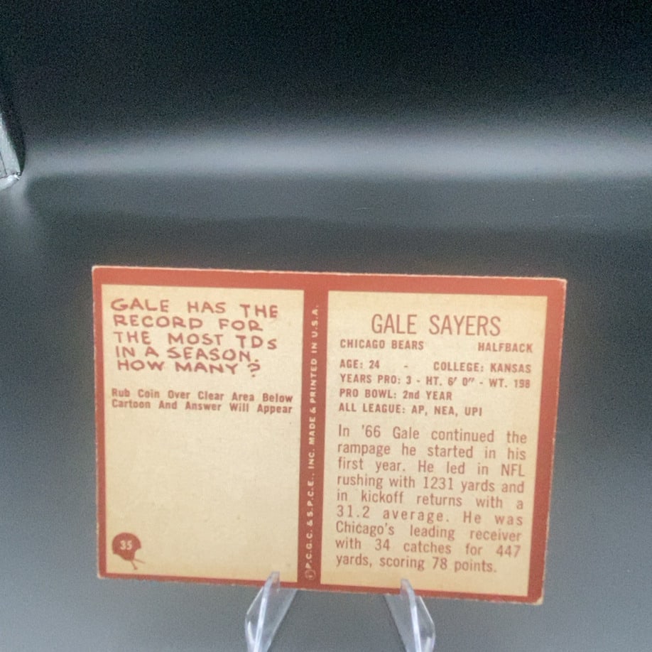 Vintage Gale Sayers Chicago Bears Sports Card - 2