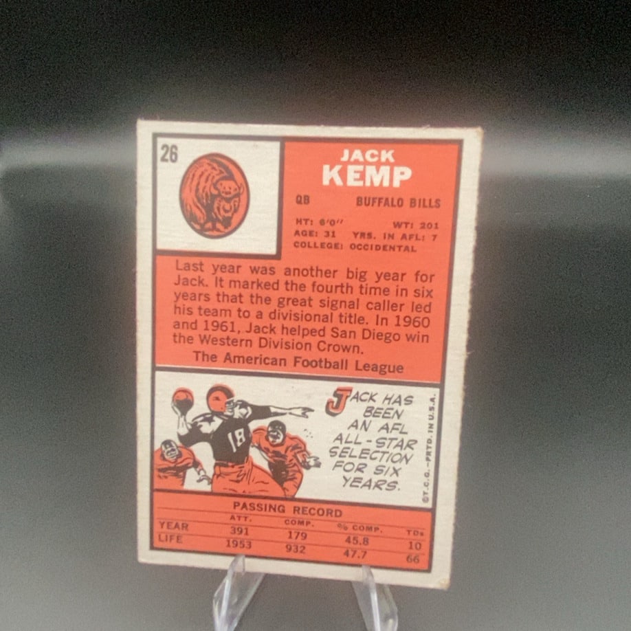 Vintage Jack Kemp Buffalo Bills Football Trading Card - 2
