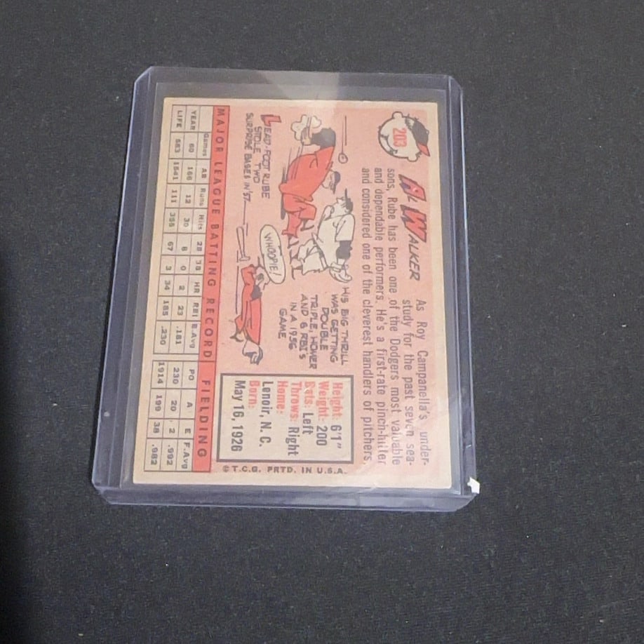 1958 Vintage Topps Al Walker Dodgers Baseball Card - 2