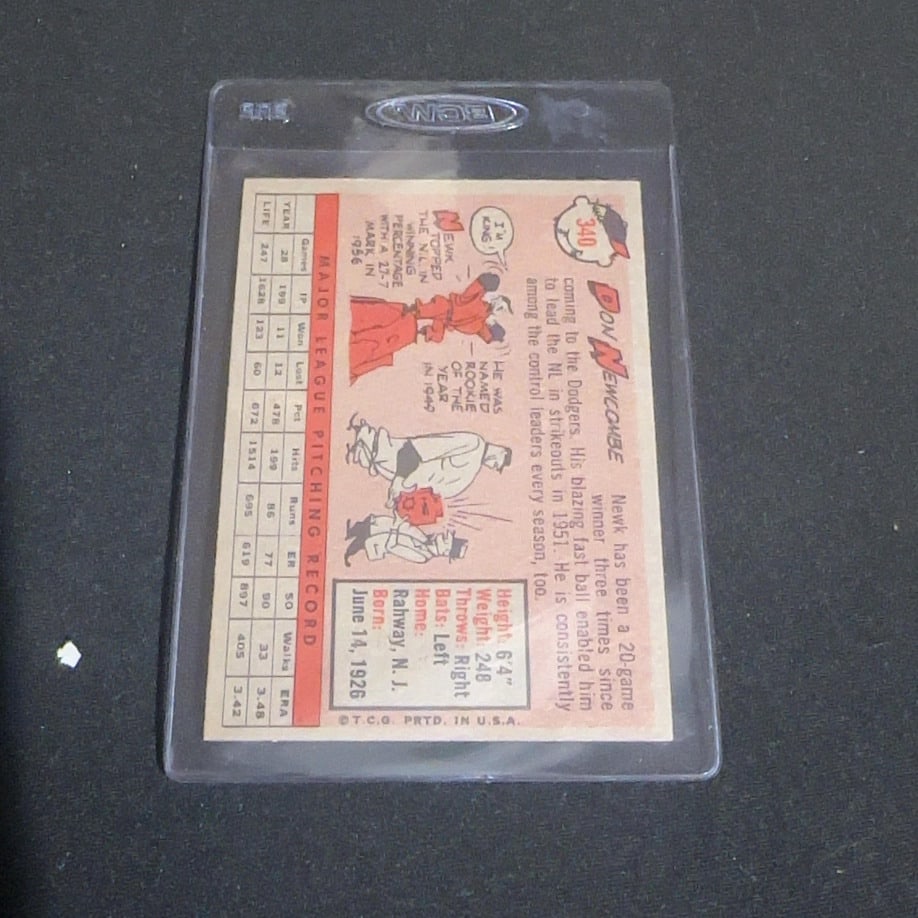 1958 Vintage Topps Don Newcombe Los Angeles Dodgers Baseball Card - 2