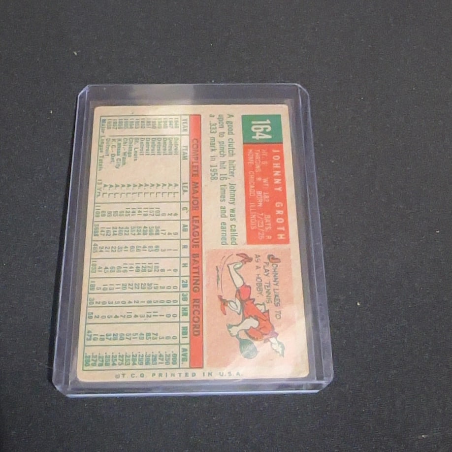 1959 Vintage Topps Johnny Groth Detroit Tigers Autographed Card - 2