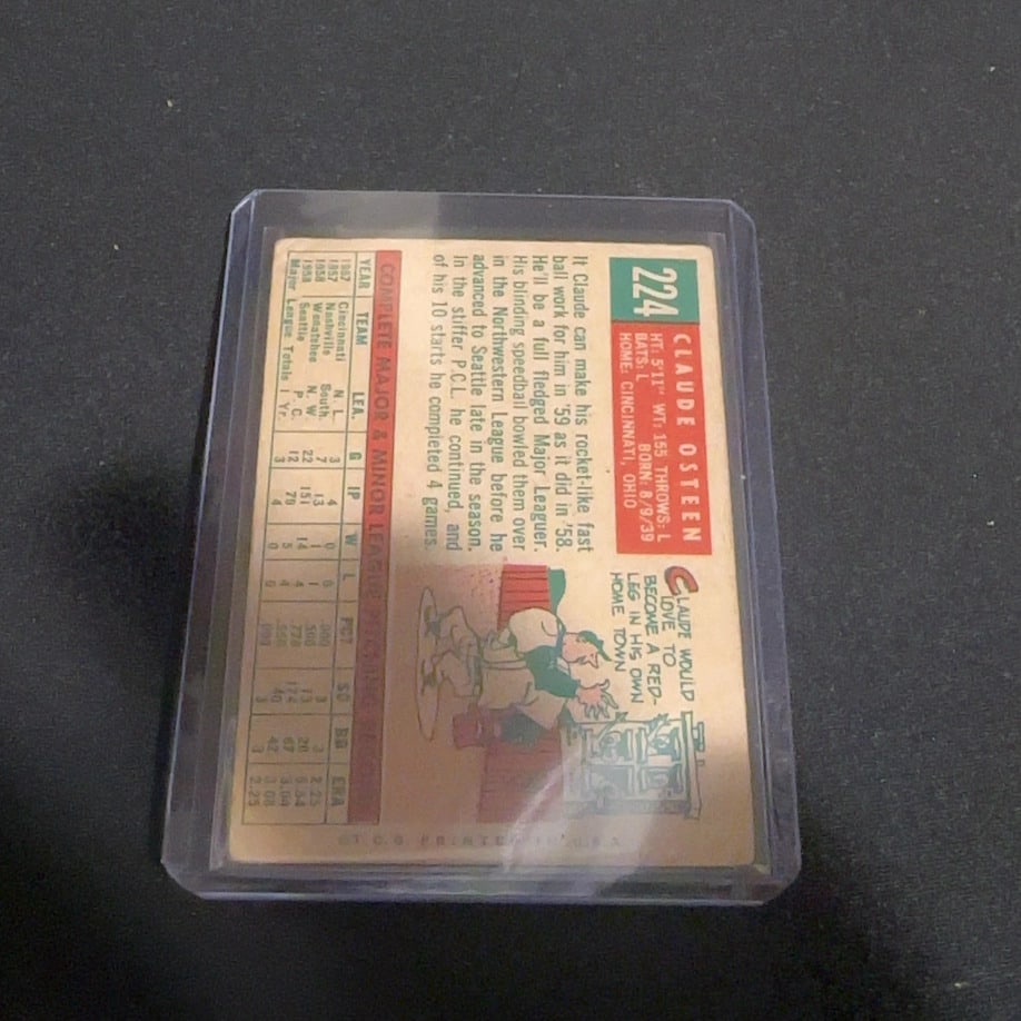 1959 Vintage Topps Claude Osteen Cincinnati Redlegs Baseball Card - 2