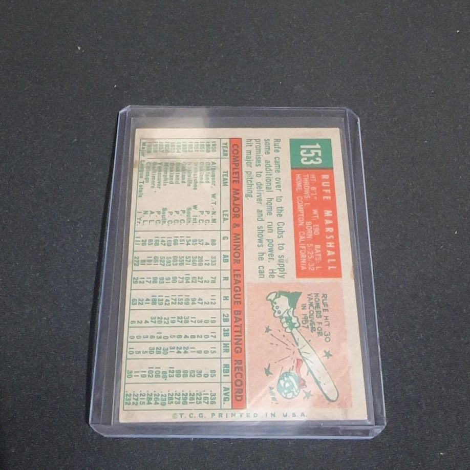 1959 Vintage Topps Jim Marshall Chicago Cubs Baseball Card - 2
