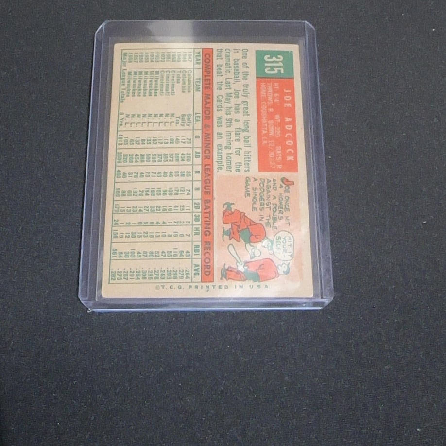 1959 Vintage Topps Joe Adcock Milwaukee Braves Baseball Card - 2