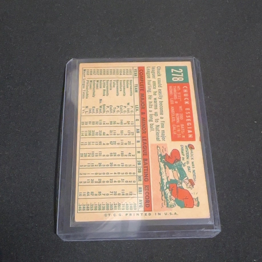 1959 Vintage Topps Chuck Essegian Baseball Card - 2