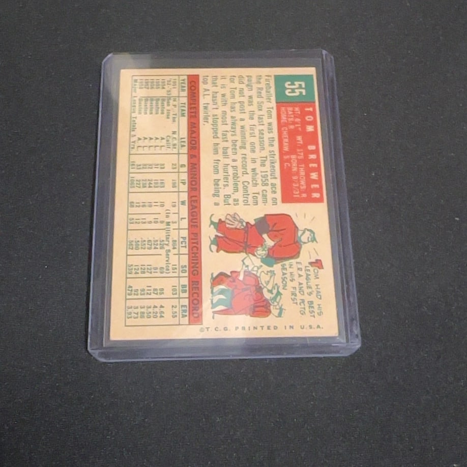1959 Vintage Topps Tom Brewer Boston Red Sox Baseball Card - 2