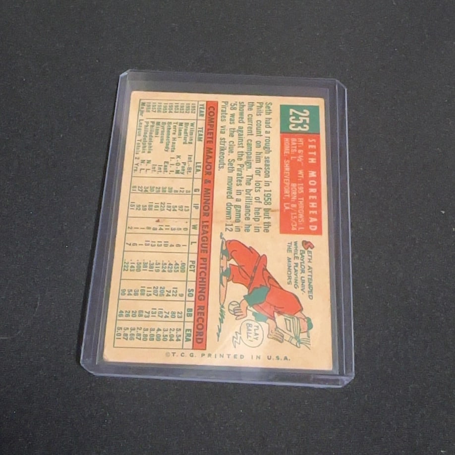 1959 Vintage Topps Seth Morehead Baseball Card - 2
