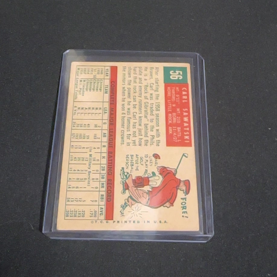 1959 Vintage Topps Carl Sawatski Philadelphia Phillies Card - 2