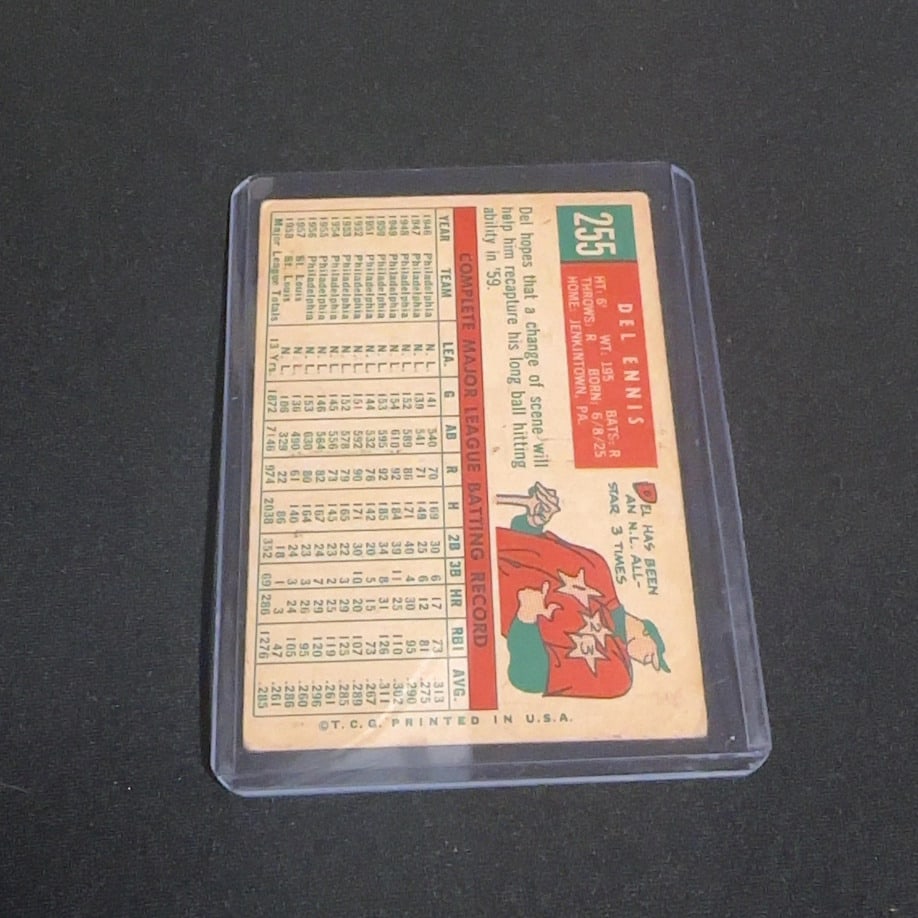 1959 Vintage Topps Del Ennis - 2