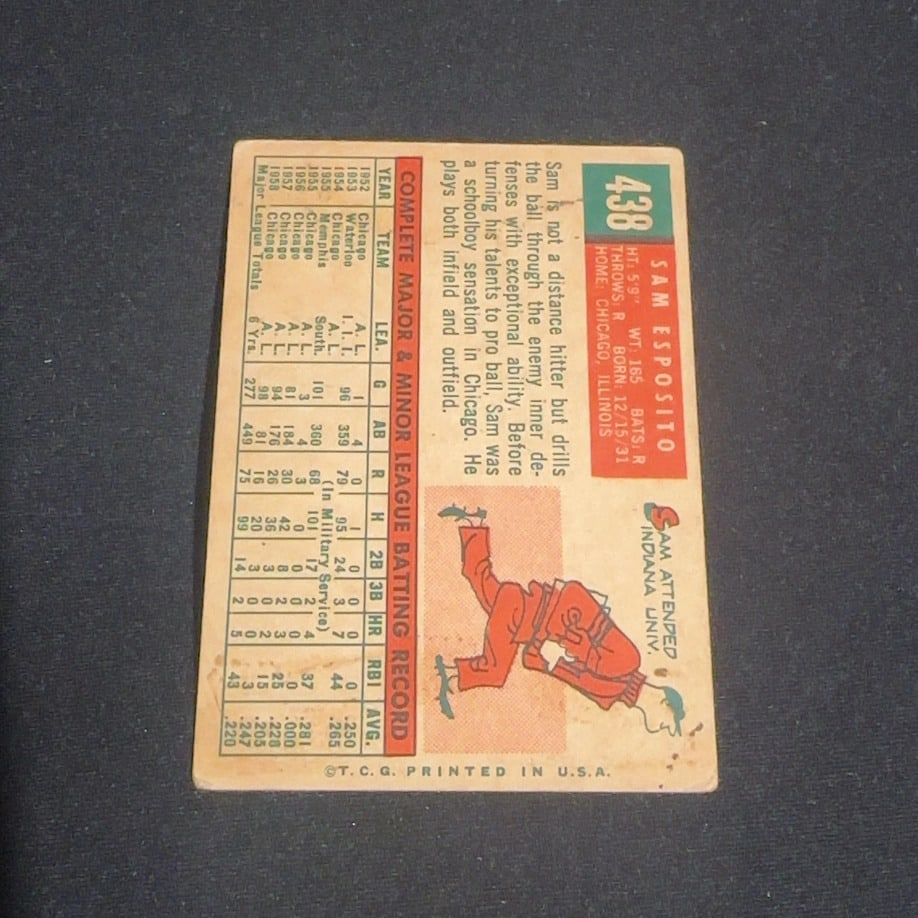 1959 Vintage Sam Esposito Chicago White Sox Baseball Card - 2
