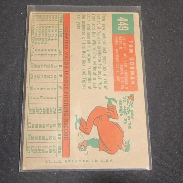 1959 Vintage Topps Tom Gorman - 2