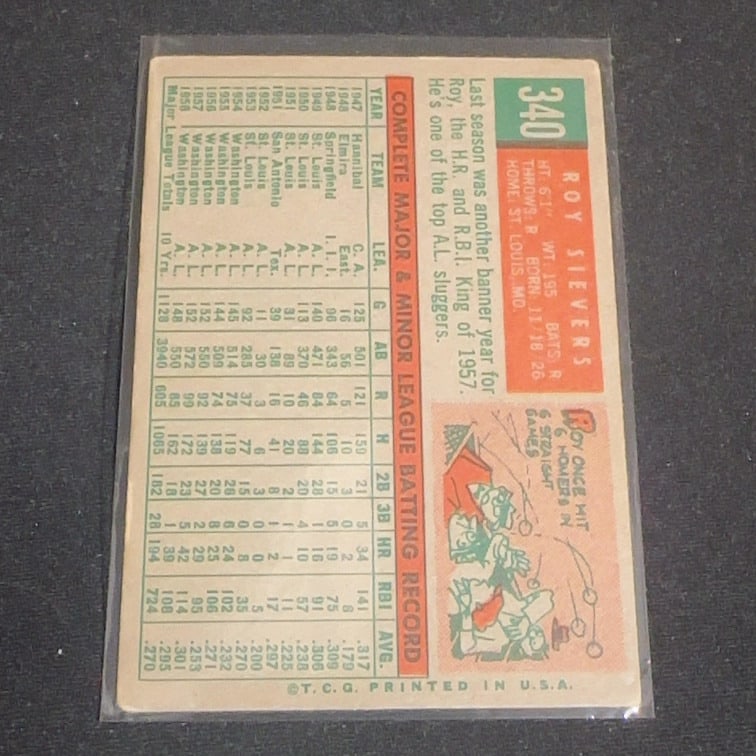 Roy Sievers Washington Senators - 2