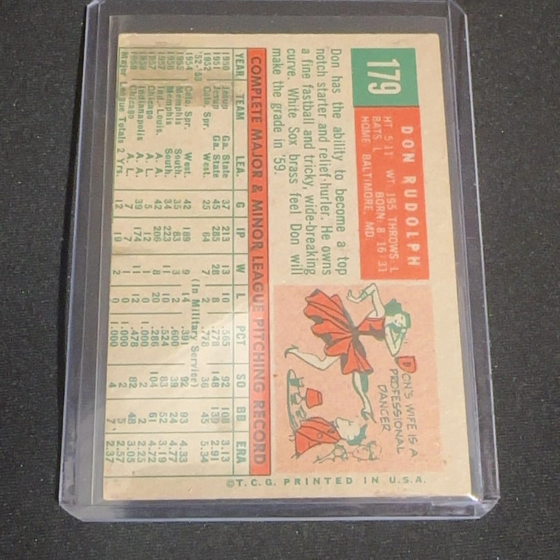 Vintage Don Rudolph Chicago White Sox Baseball Card - 2
