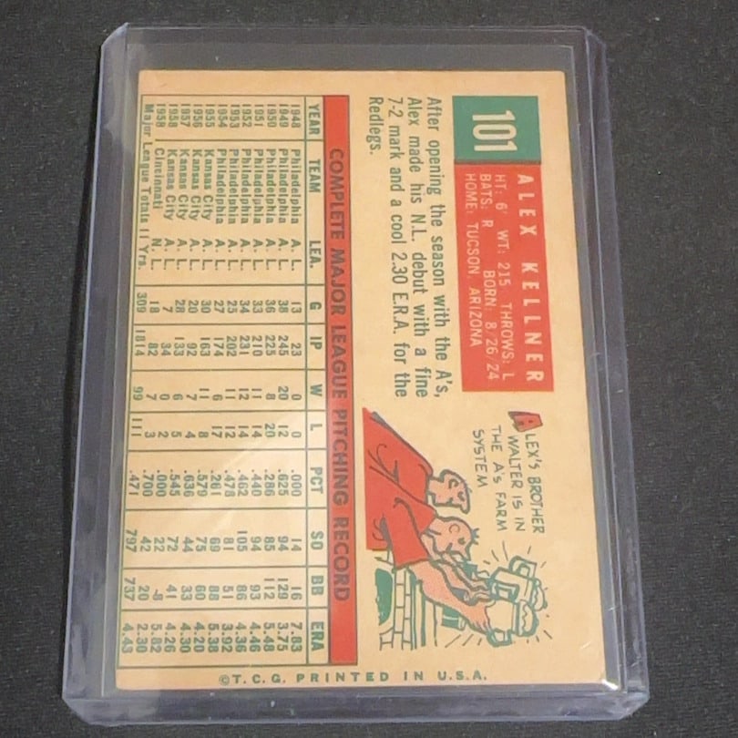 1959 Vintage Topps Alex Kellner - 2