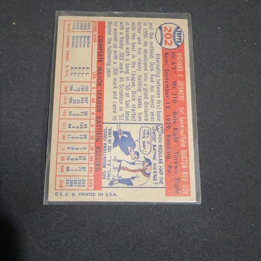 1957 Vintage Topps Dick Gernert - 2