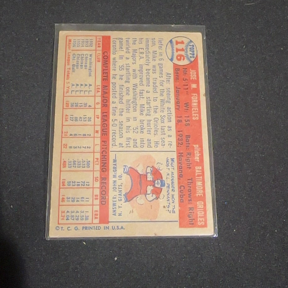 1957 Vintage Topps Mike Fornieles - 2