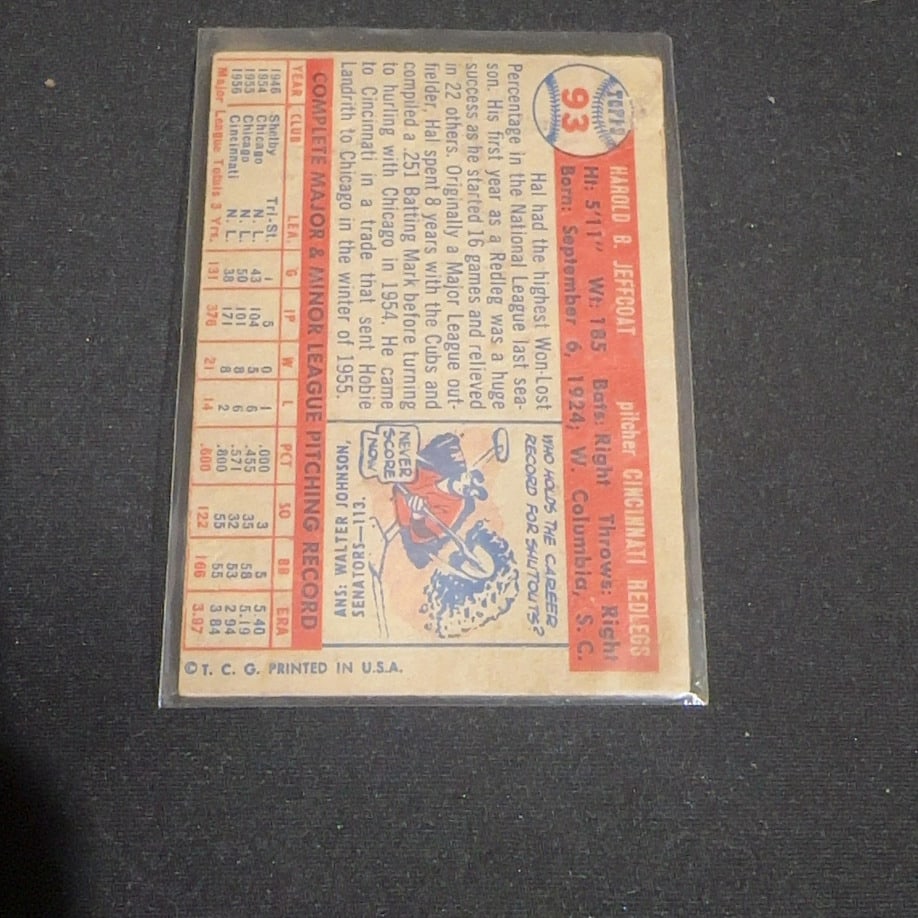 Hal Jeffcoat Cincinnati Redlegs - 2