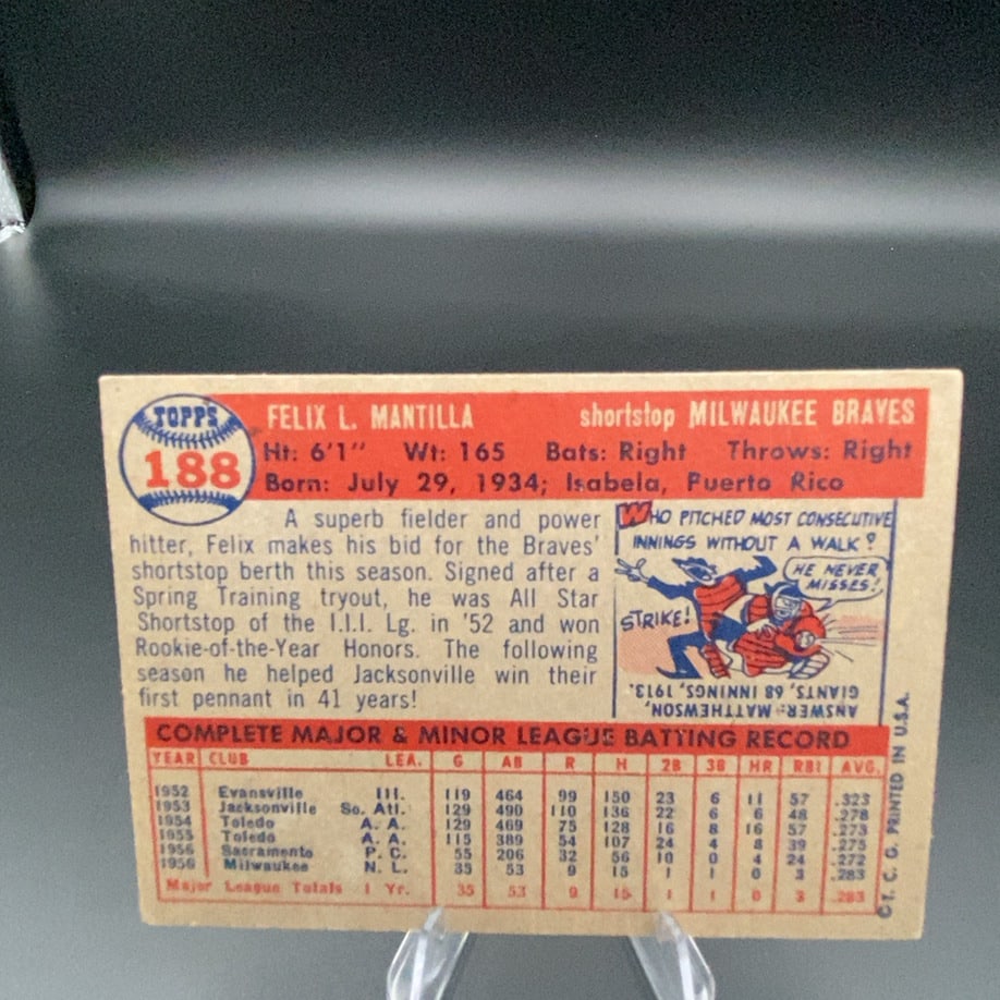 1961 Felix Mantilla Milwaukee Braves - 2