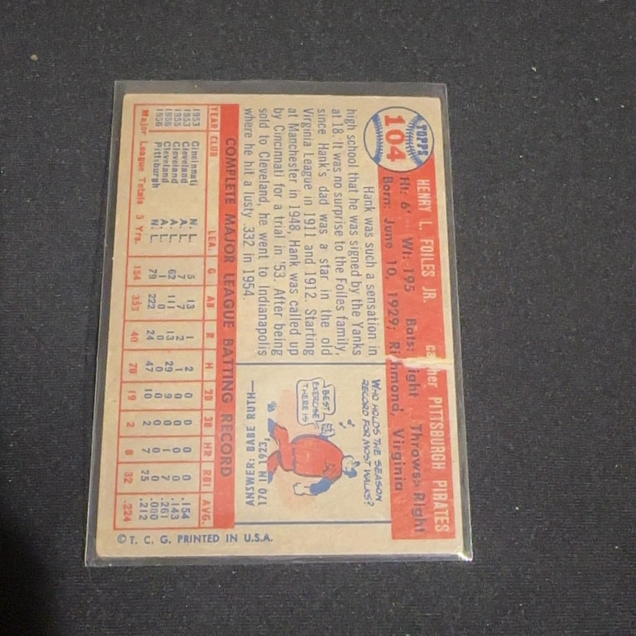 Hank Foiles Pittsburgh Pirates Catcher - 2