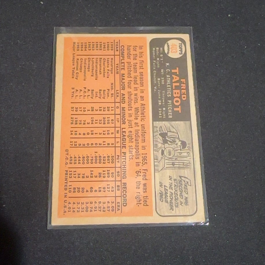 1966 Topps Fred Talbot - 2