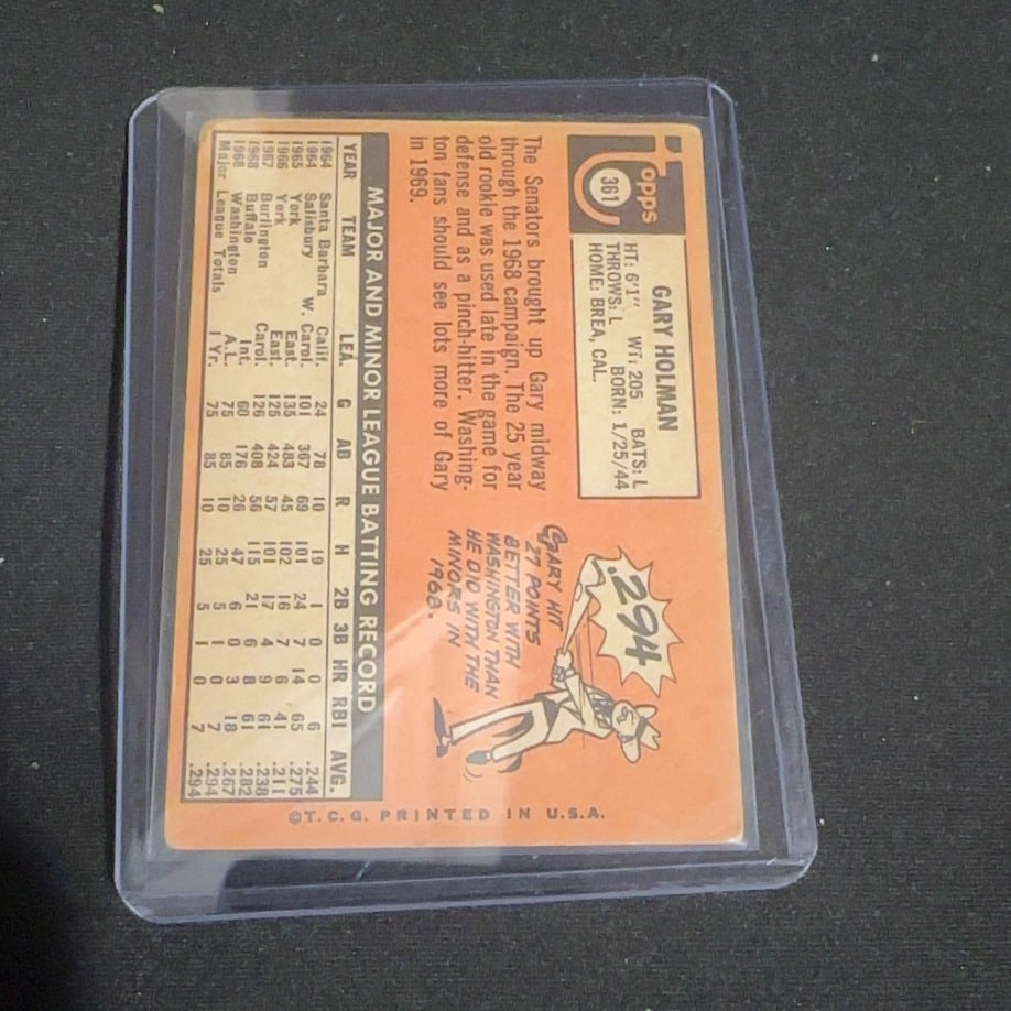 1969 Topps Gary Holman - 2
