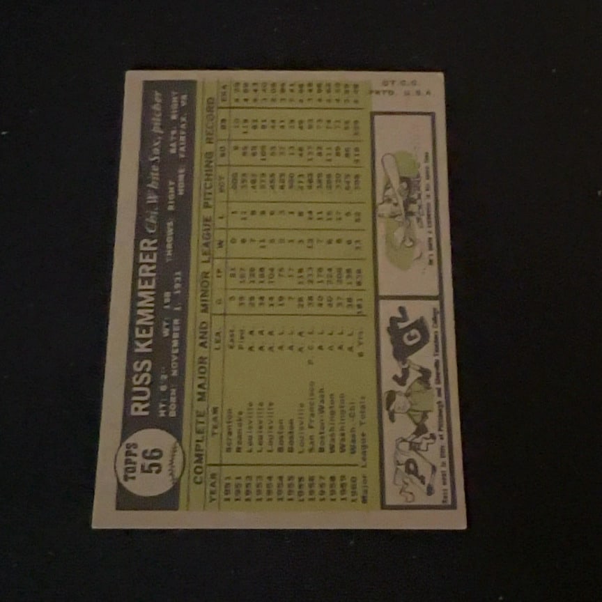 1961 Topps Russ Kemmerer - 2