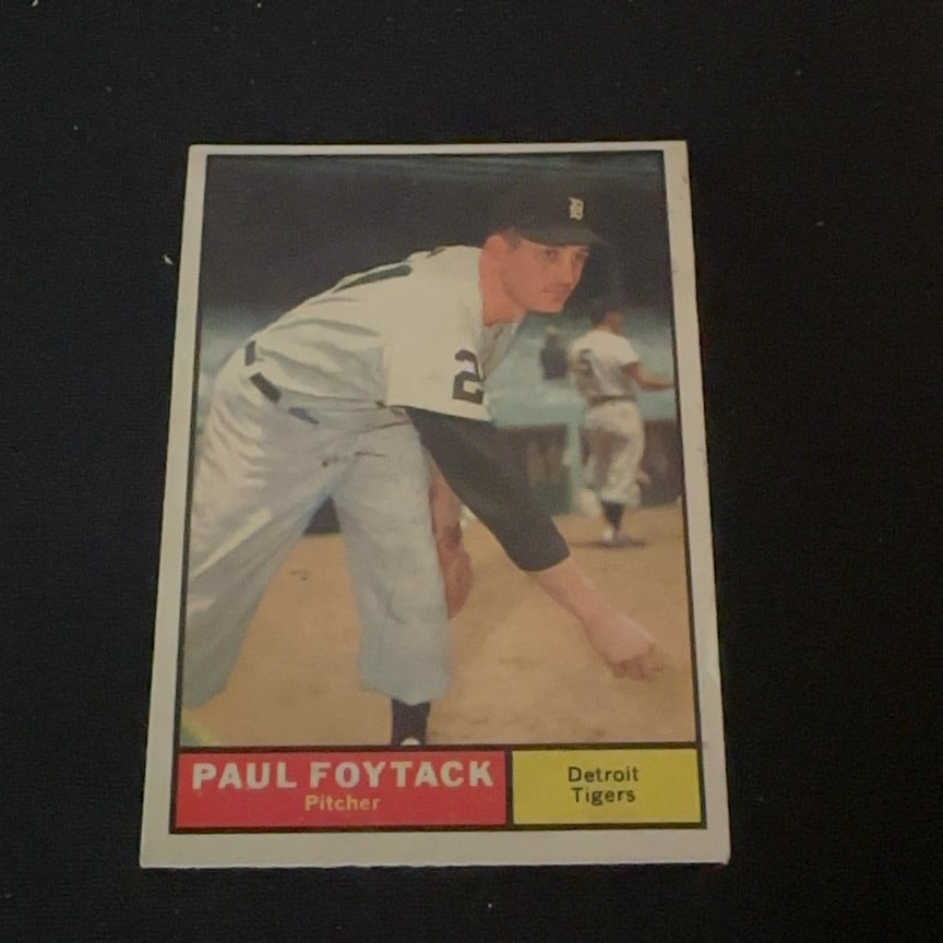 1961 Paul Foytack Detroit Tigers: This is a vintage 1961 Topps baseball card featuring Paul Foytack of the Detroit Tigers. The card shows Foytack in his pitching stance with the team name and position printed at the bottom.