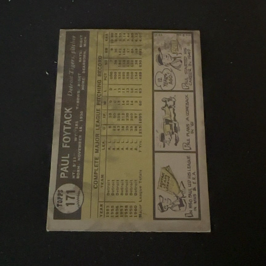 1961 Paul Foytack Detroit Tigers - 2