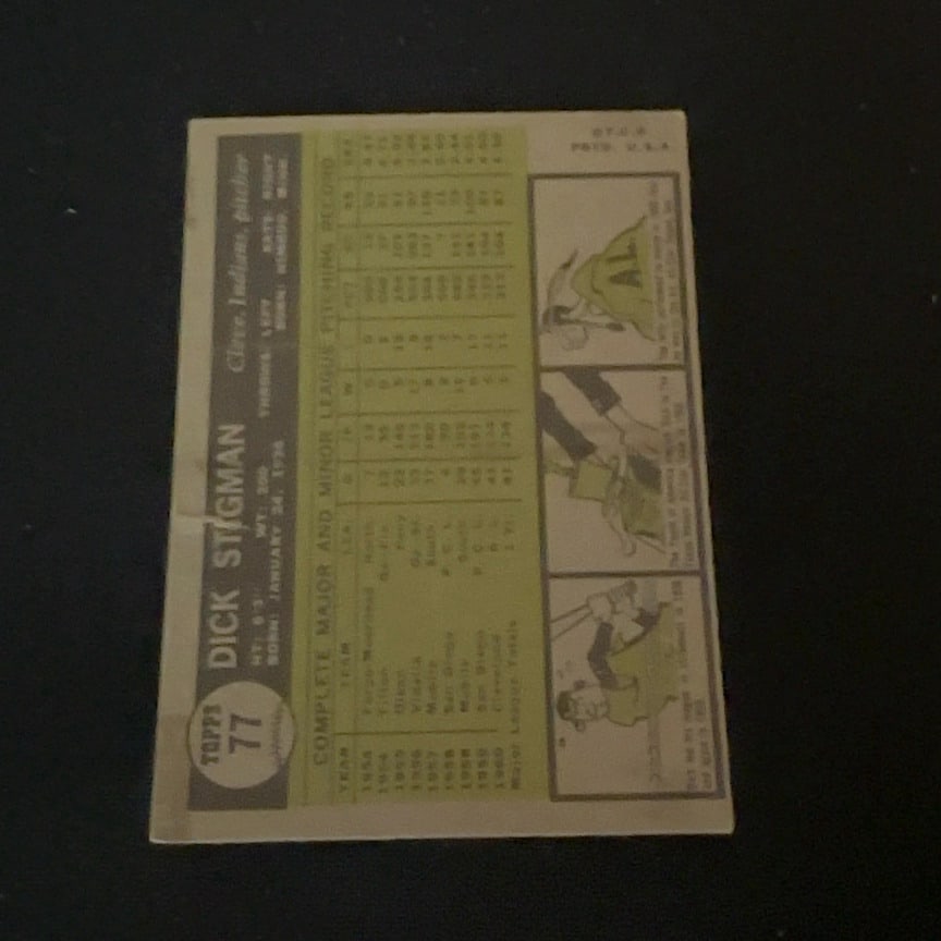 1961 Topps Dick Stigman - 2