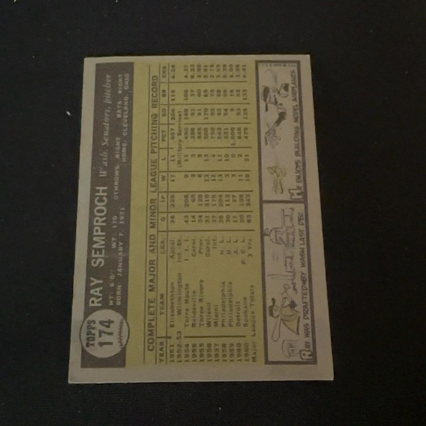 1961 Topps Ray Semproch - 2