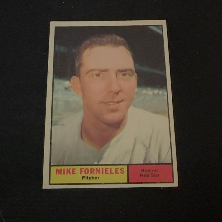 Vintage Mike Fornieles Boston Red Sox Baseball Card: This is a vintage baseball card featuring Mike Fornieles of the Boston Red Sox. The card identifies him by his position as a pitcher.