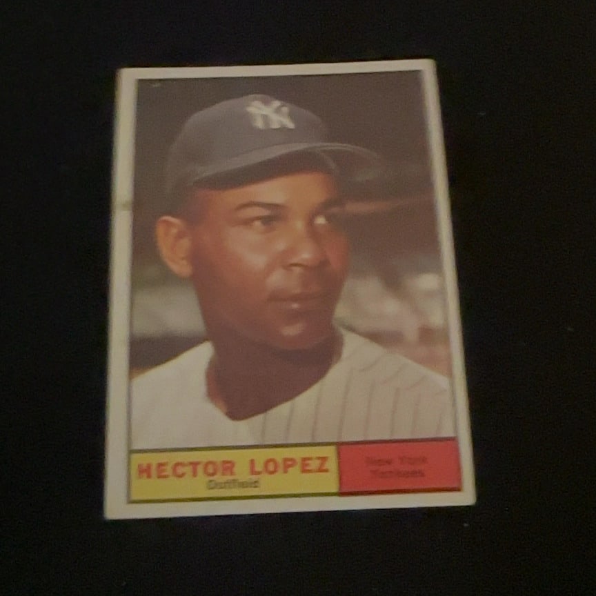 Vintage Hector Lopez New York Yankees Baseball Card: This is a vintage sports card featuring Hector Lopez of the New York Yankees. The card displays a portrait of the outfielder. There is no visible year or brand printed on the front of the card.