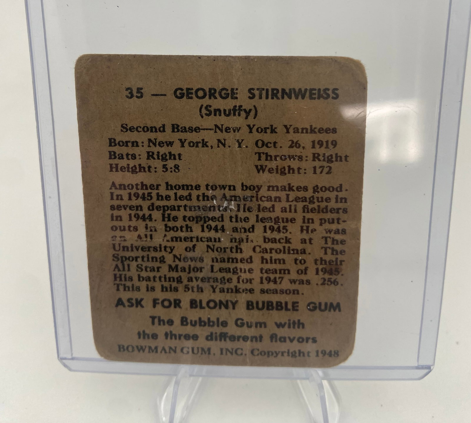 1948 Bowman George "Snuffy" Stirnweiss. - 2