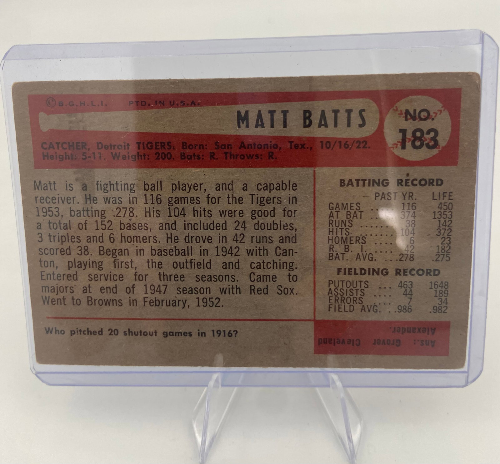 1954 Topps Matt Batts - 2