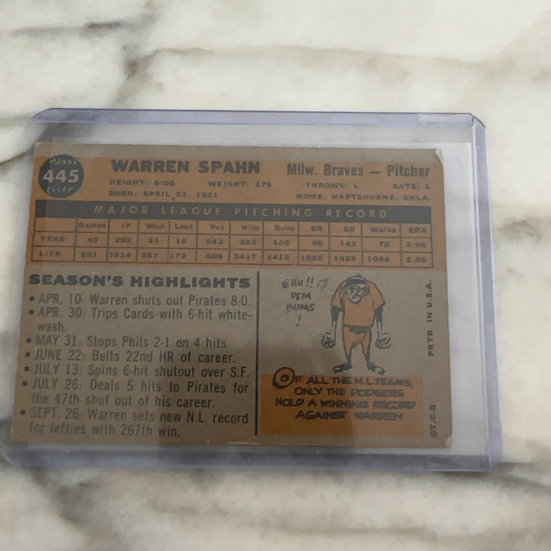 1960 Topps Warren Spahn - 2