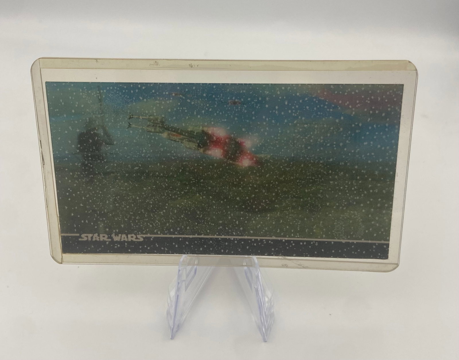 1997 Topps Star Wars Trilogy Edition X-Wings Departing: This is a 1997 Topps Star Wars Trilogy Edition trading card featuring the title X-Wings Departing. The card features a wide-vision design and mentions the visual effects work of Industrial Light &