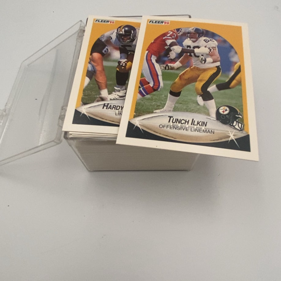 Fleer 90 Football Cards: Fleer 90 Football Card Set in a Clear Plastic Case - As Shown in Photos