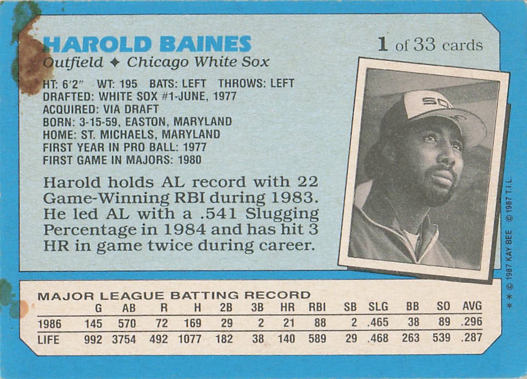 Harold Baines Superstars of Baseball - 2