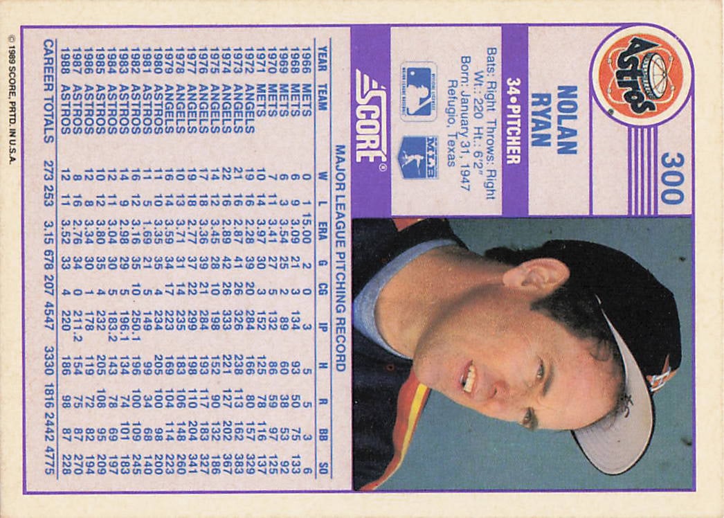 1989 Score Nolan Ryan - 2