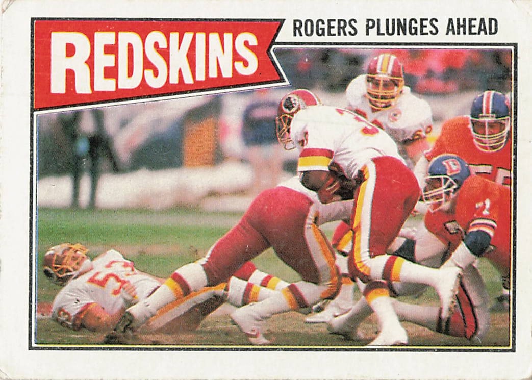 1987 Topps Washington Redskins Team Leaders (#63) featuring George Rogers: This is a 1987 Topps Football trading card featuring the Washington Redskins Team Leaders, card number 63, with George Rogers highlighted on the card. The card showcases Rogers, a talented running