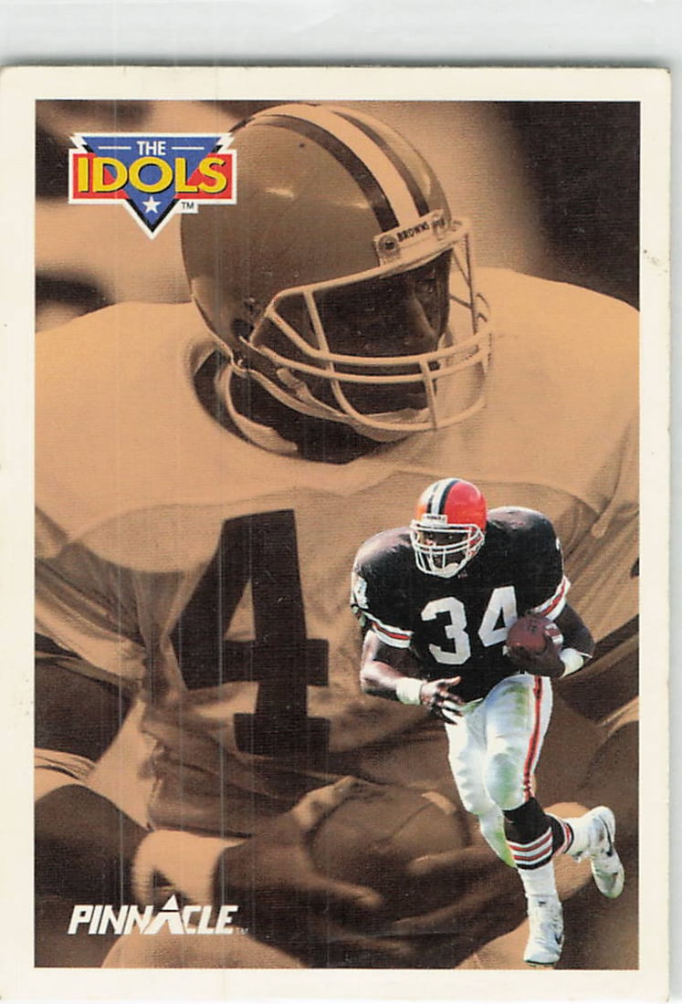 1991 Pinnacle The Idols Kevin Mack Card: This is a 1991 Pinnacle 'The Idols' insert card featuring Cleveland Browns running back Kevin Mack, card number 2. The card features a double-exposed image of the Hall of Fame-caliber player in his
