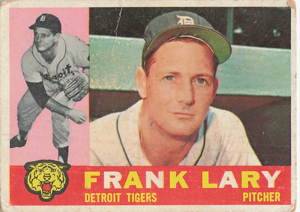 1960 Topps Frank Lary #85: 1960 Topps Frank Lary #85 is a base trading card featuring Frank Lary during his tenure with the Detroit Tigers. The 1960 Topps baseball set is a classic horizontal-format vintage issue, and Lary