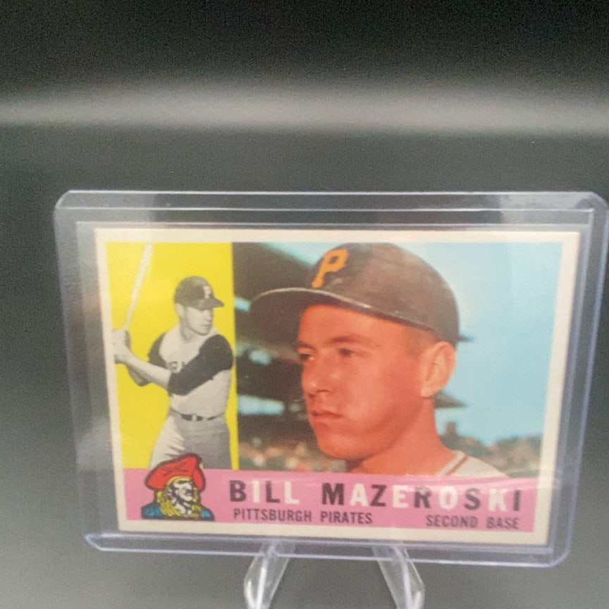 1960 Topps Bill Mazeroski #55 baseball card: This is a vintage baseball card featuring Bill Mazeroski of the Pittsburgh Pirates. He is identified as a second base player on the card, which showcases a classic portrait and action illustration.