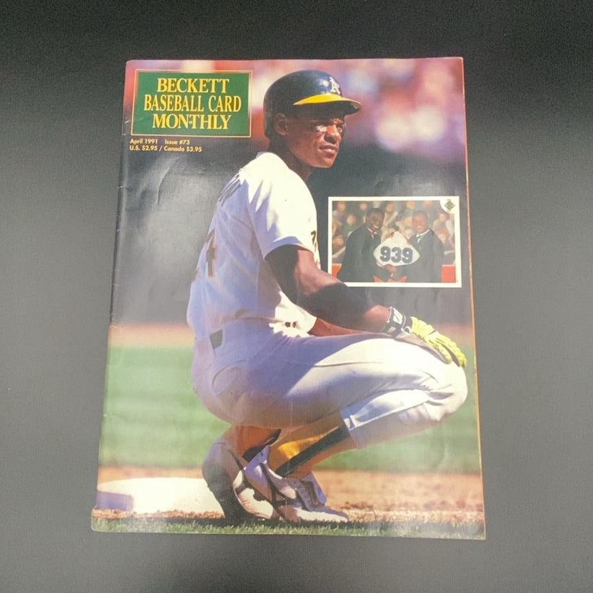 1991 Beckett Baseball Card Monthly Issue 73: This is the April 1991 issue #73 of Beckett Baseball Card Monthly. The cover features a player in an Oakland Athletics uniform.