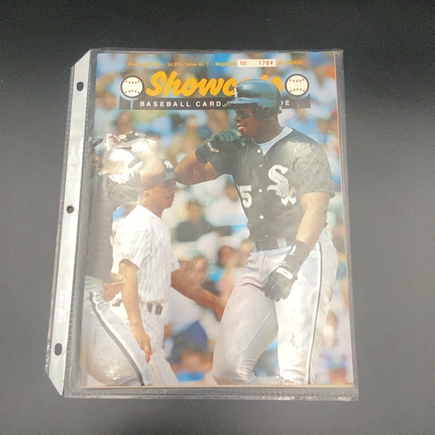 1991 Showcase Baseball Card Price Guide: This is a November 1991 issue of the Showcase Baseball Card Price Guide. It is Issue No. 1 and is marked as number 1784 of 30,000. The cover features a baseball player wearing a Chicago White Sox