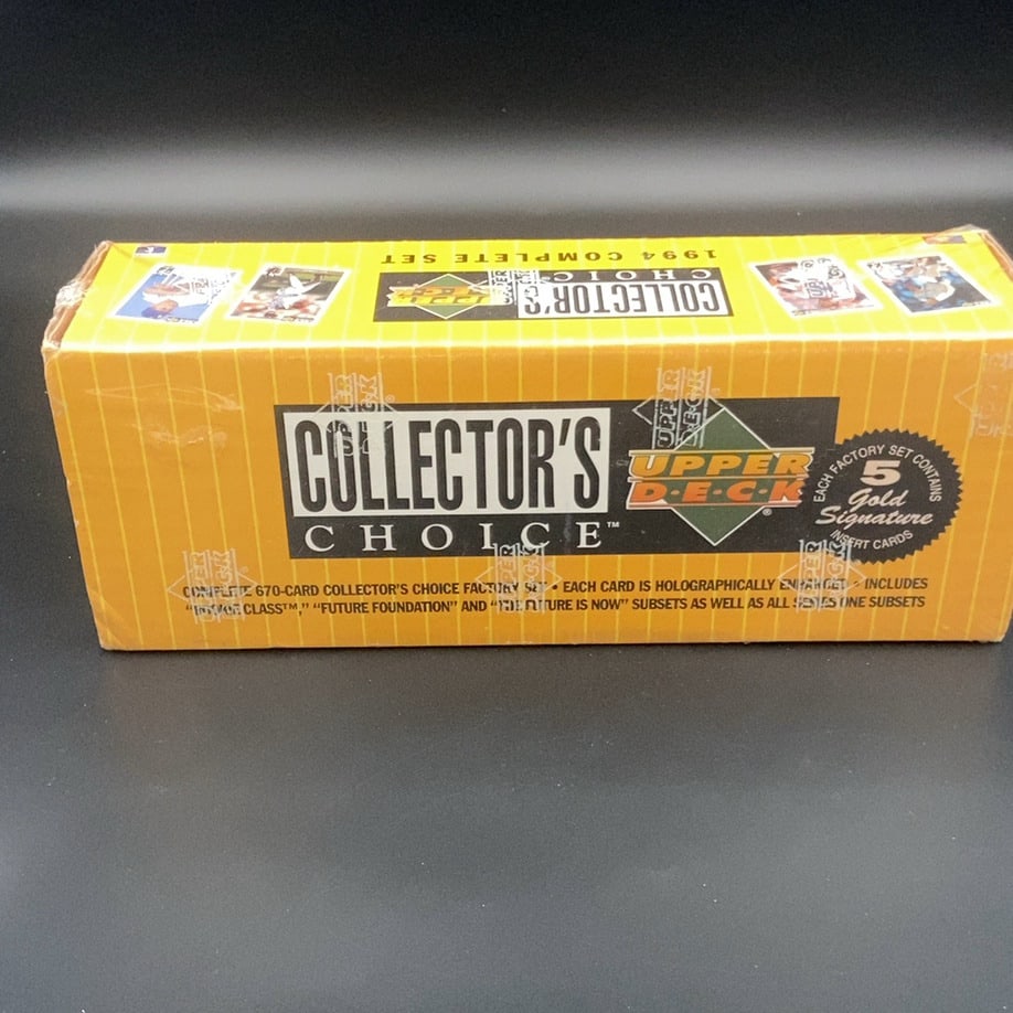 1994 Upper Deck Collector's Choice Complete Set: This is a sealed 1994 Upper Deck Collector's Choice factory set containing 670 cards. The box features branding for the 1994 complete set and notes the inclusion of five gold signature insert cards.